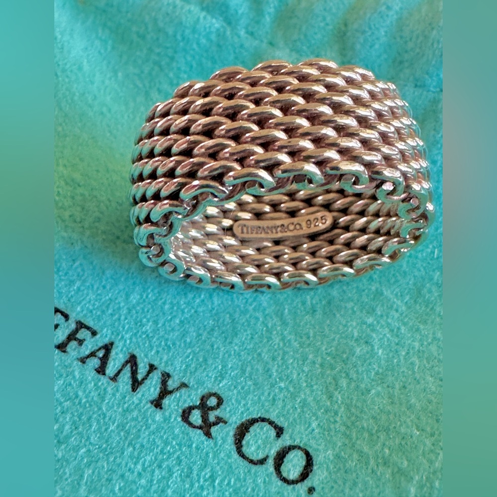 TIFFANY & CO SOMMERSET SILVER CHAIN RING. SIZE 6 VINTAGE 2001